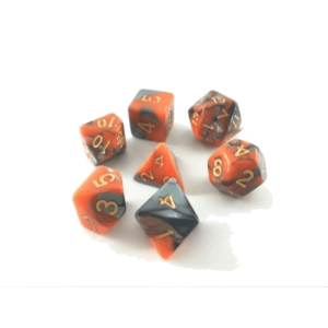 Lot de dés – Fusion orange et argent