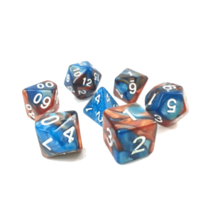 Lot de 7 dés – Fusion bleu et or