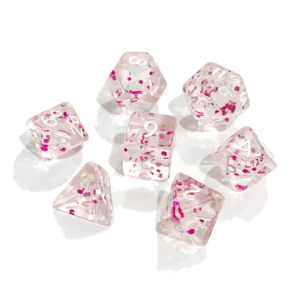 Lot de 7 dés – Rose pailleté