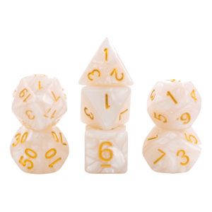 Lot de 7 dés – Blanc nacré et or